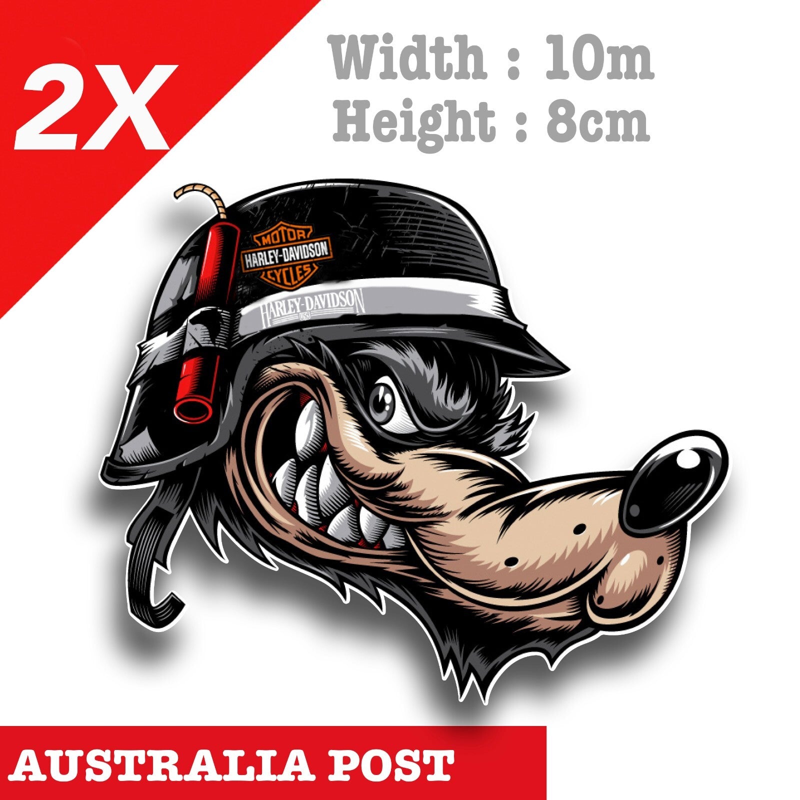 Harley Davidson Motorcycle Wolf Logo with Helmet, Fuel Tank, Helmet Sticker