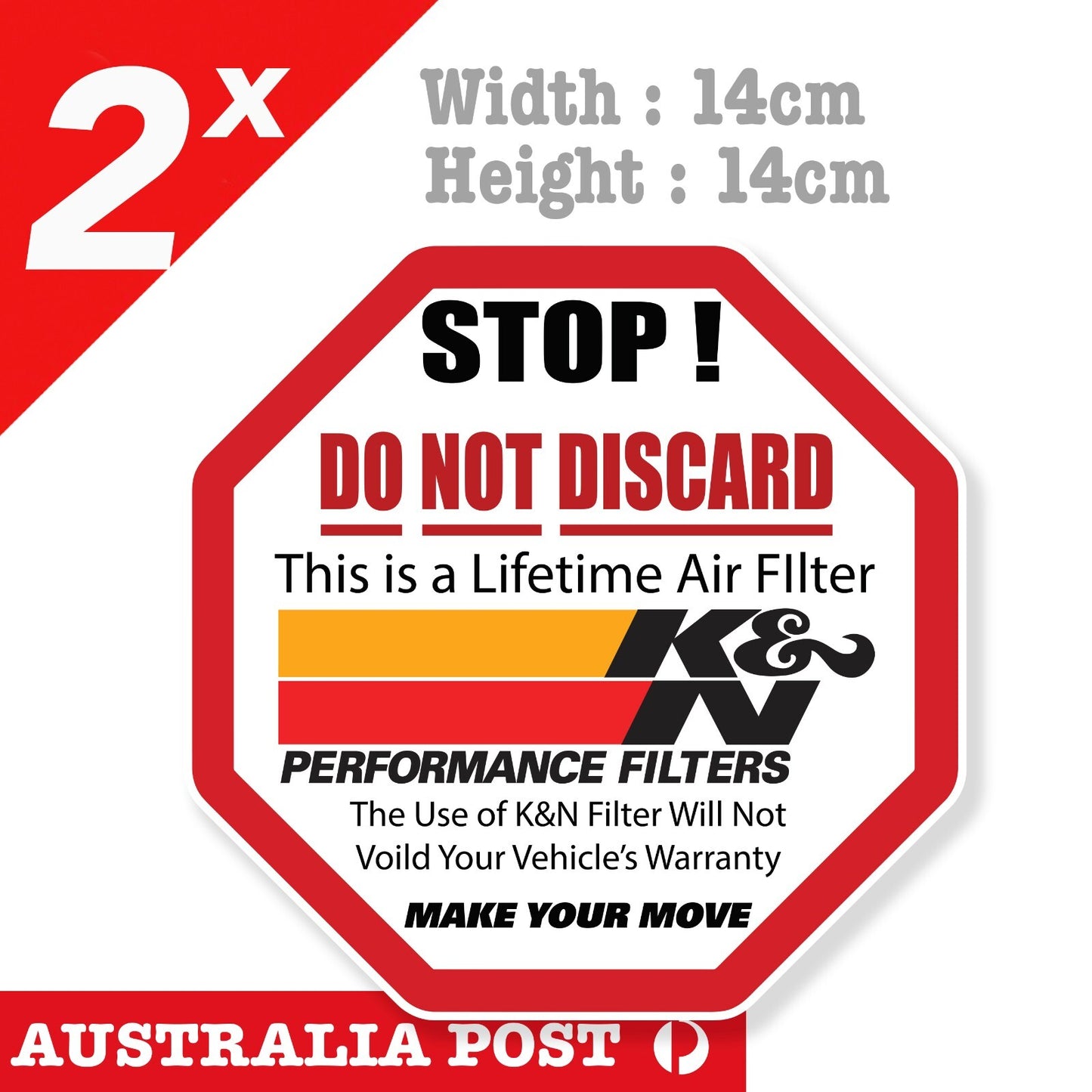 K&N Performance Filter Warning Label, Garage, Mechanic, Man Cave Sticker