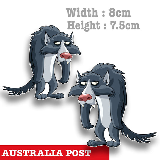 WOLF , Funny Wolf , Animal Farm Cartoon WOLF, Funny Decal Sticker