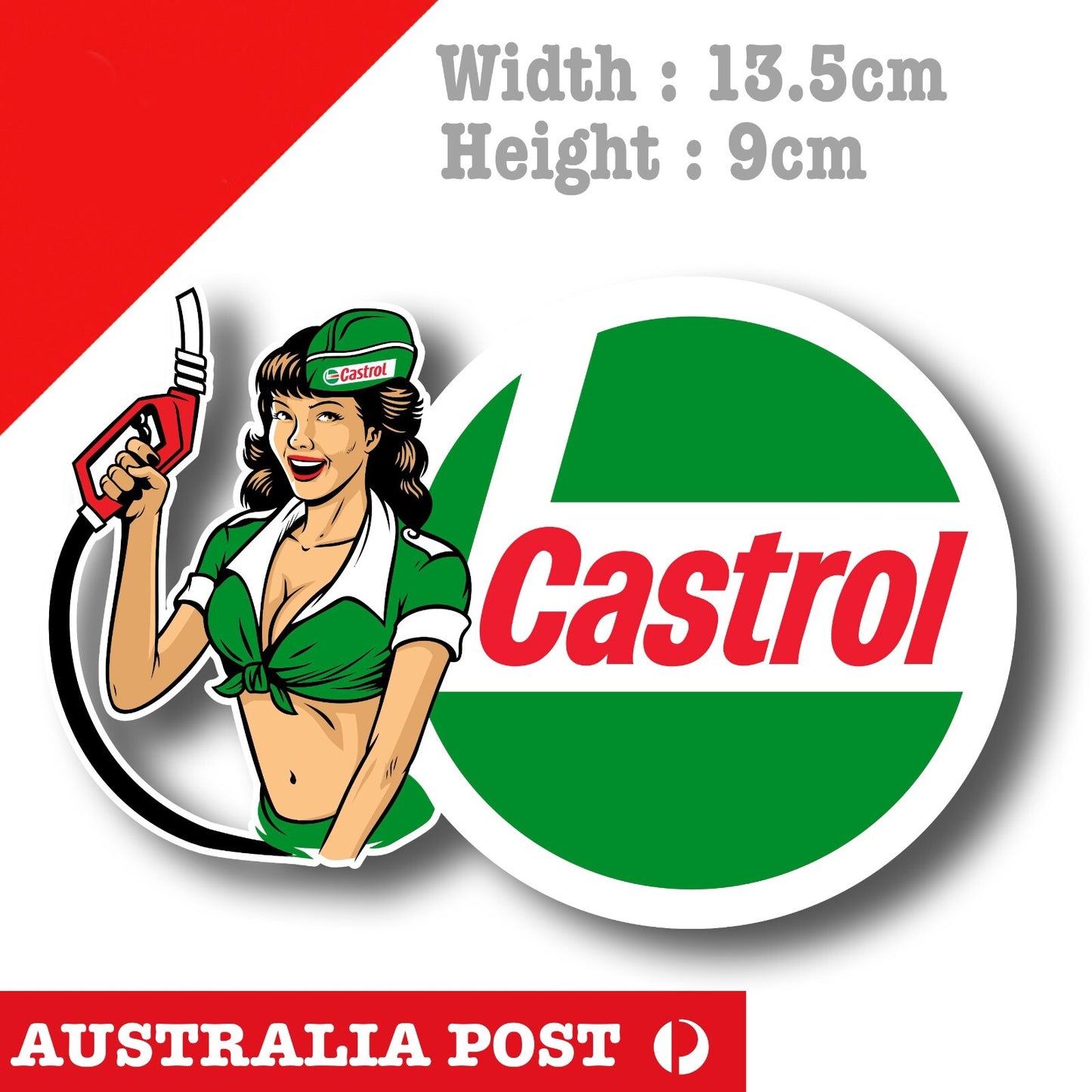 CASTROL Motor Oil  Vintage Sexy Petrol Station Pin Up Gil , Retro Sticker