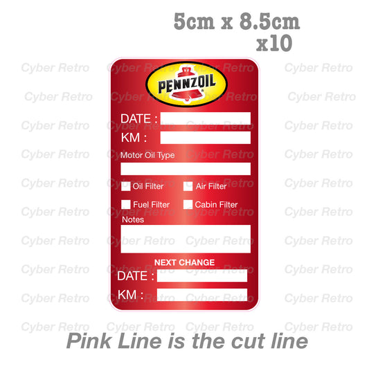 Pennzoil Oil Change Service Reminder x10 Stickers , Cars Trucks Vans Sticker