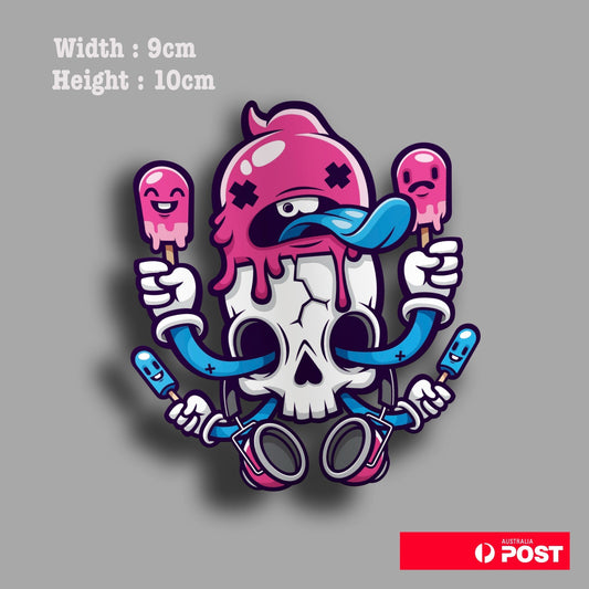 Skull Brain Freeze Headache Funny JDM  Laptop , Car  Decal Sticker 