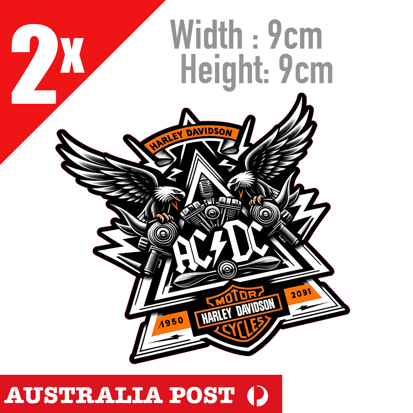 ACDC Engine Eagle Logo Motorcycle, Harley Davidson ,Helmet, Fuel Tank Sticker