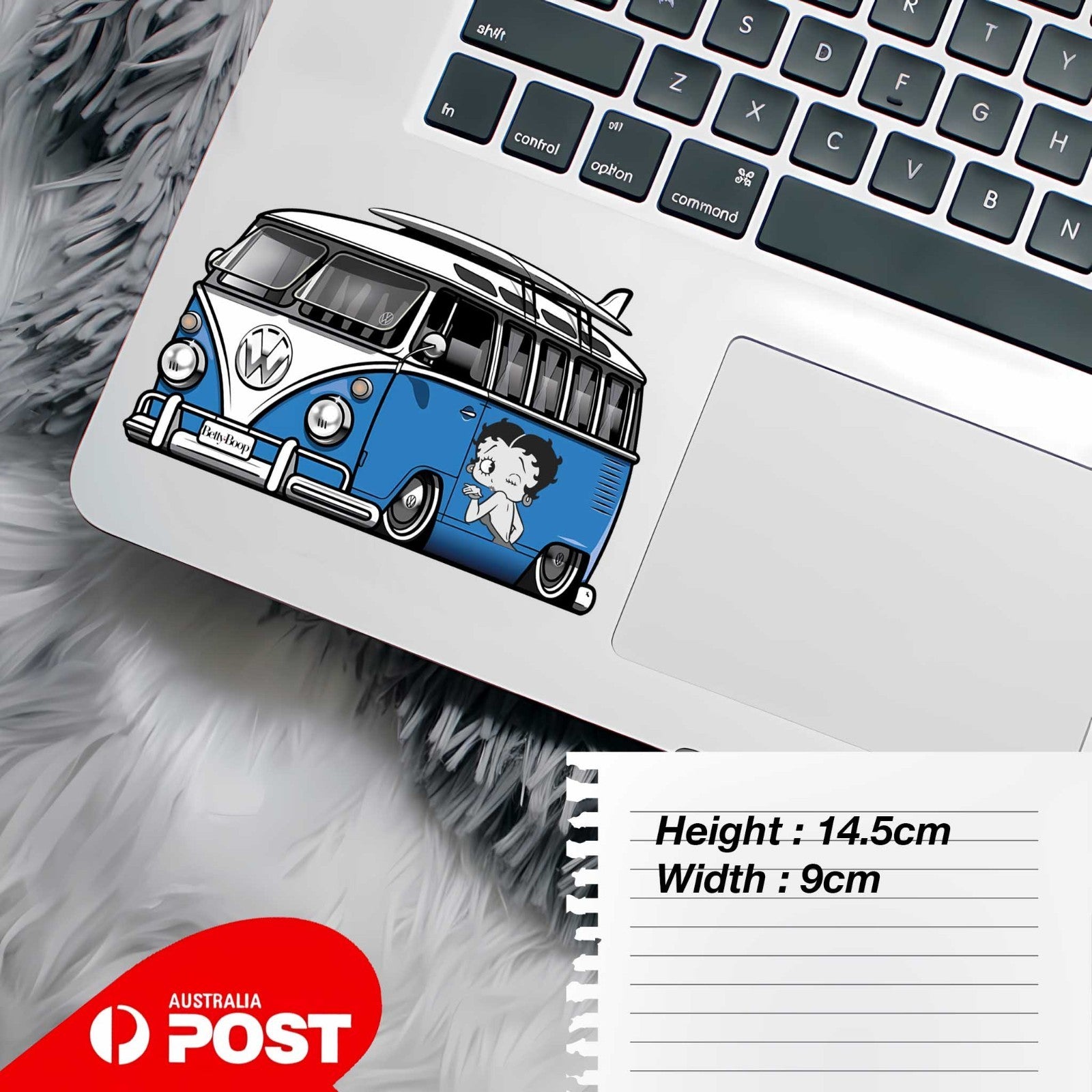 Betty Boop Kisses, hot Rod Vintage Car ,Laptop , Car  Decal Sticker