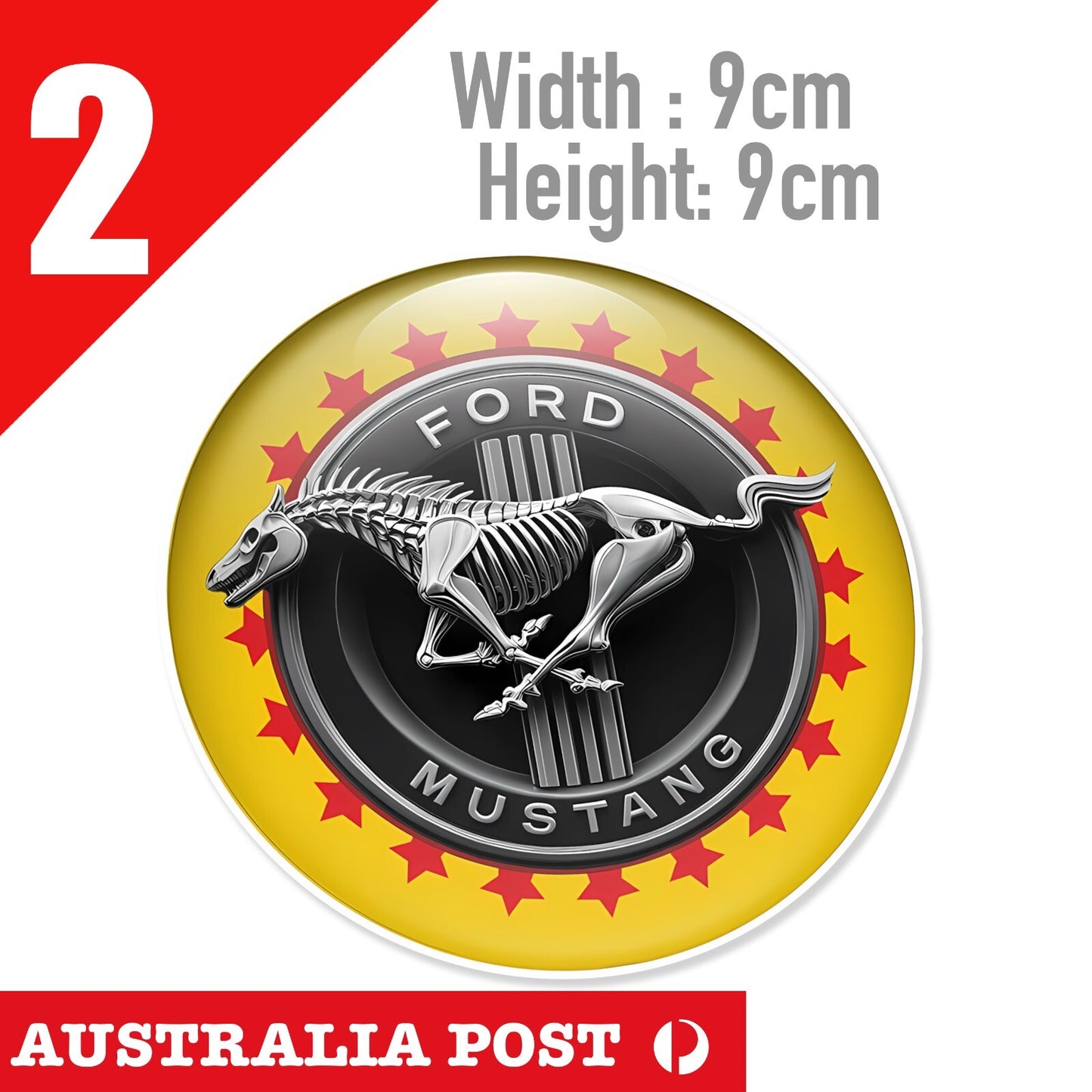 Ford Mustang SKULL PONY Yellow Logo , Ford Mustang Pony Logo Stickers