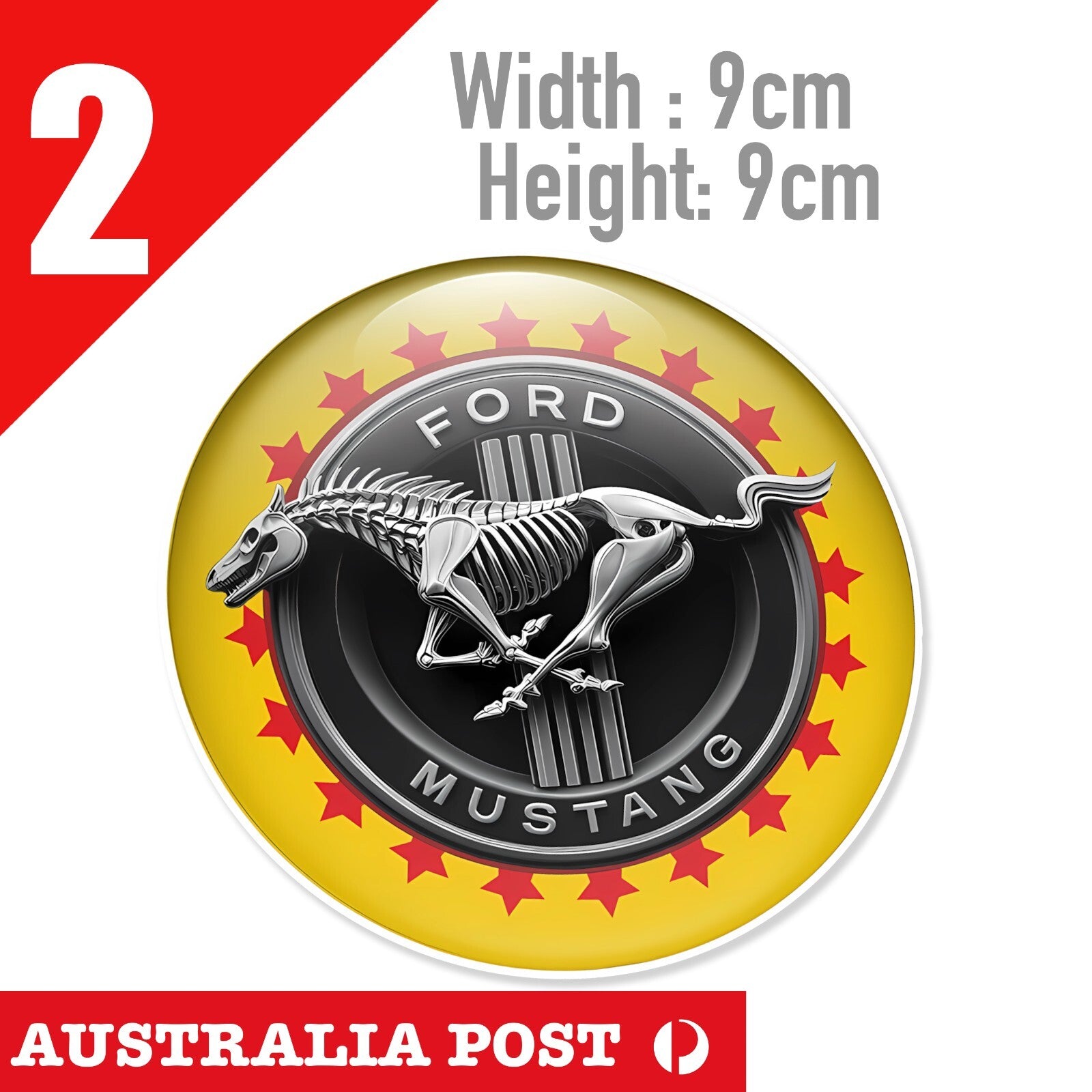 Ford Mustang SKULL PONY Yellow Logo , Ford Mustang Pony Logo Stickers