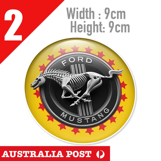 Ford Mustang SKULL PONY Yellow Logo , Ford Mustang Pony Logo Stickers