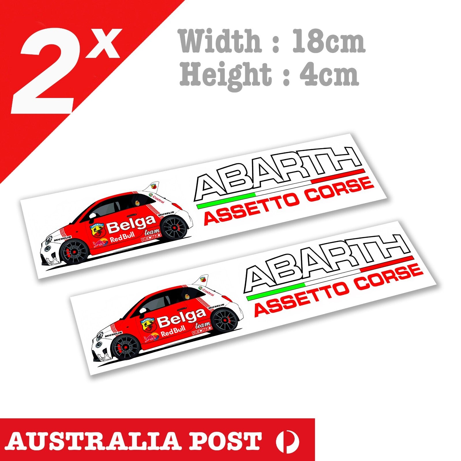 Abarth ASSETTO CORSE, Fiat 500, Abarth Racing Banner, Abarth Slap Sticker