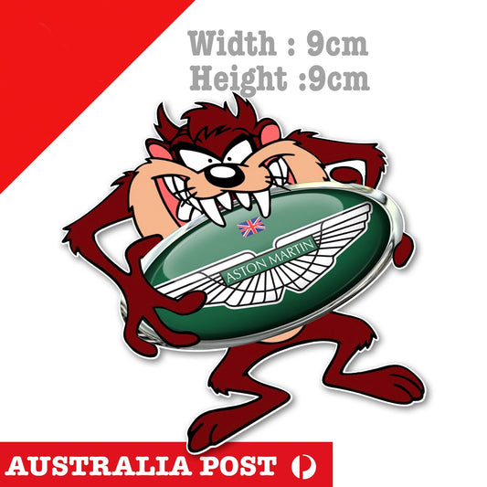 ASTON MARTIN logo TAZ Tornado , Tasmanian Devile Funny Looney Tune Logo Sticker