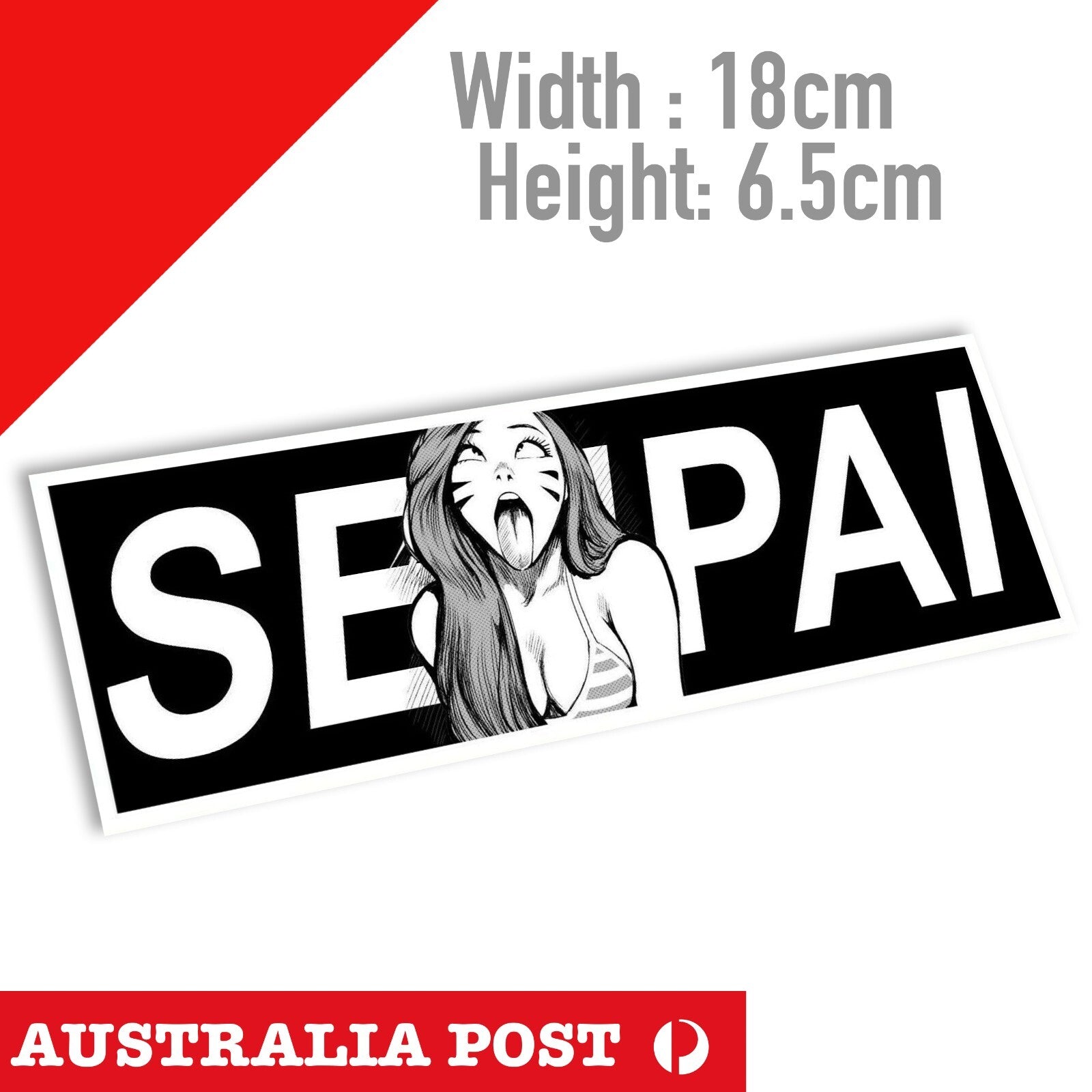 Senpai Anime Sexy Girl Black  JDM Slap Black Decal Sticker 