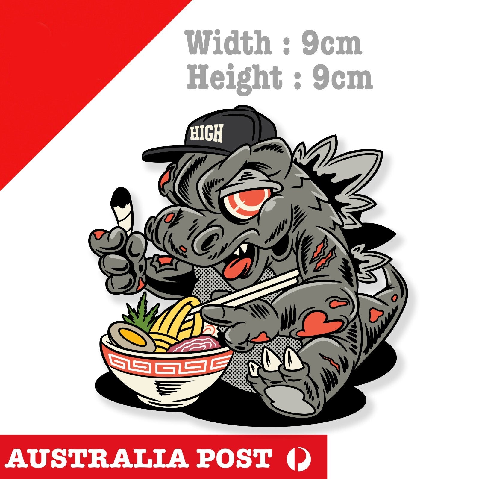 Godzilla Monster RAMEN Japan JDM - Japan Monster Funny Decal Stickers