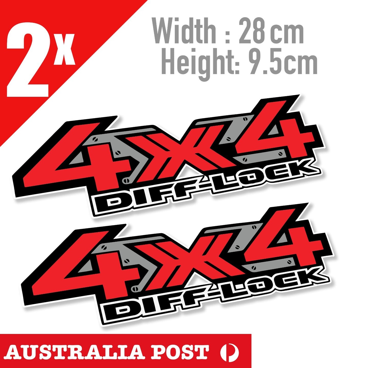 4x4 OFF ROAD  DIFLOCK Logo, UTE, 4WD, Toyota, Mitsubishi, FORD Ranger Stickers