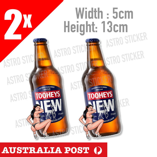 Tooheys Beer bottle Sexy Brunet Pin up Girl Bar Fridge  Laptop , Car  Sticker