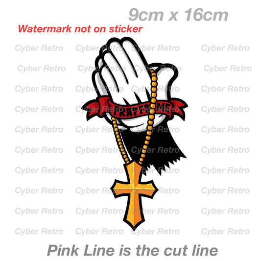 Mickey Mouse Hands Pray for Me with Cross - Cross Pray Sticker