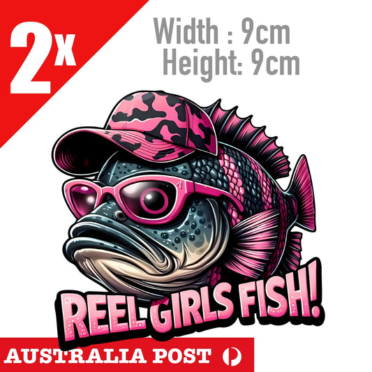 Mouth Bass Fish Boat PINK REEL GIRLS FISH ,Kayak Laptop Window Sticker