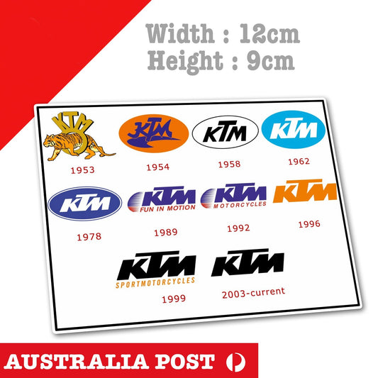 KTM Logo History Garage, Truck, Ute, Laptop  Sticker