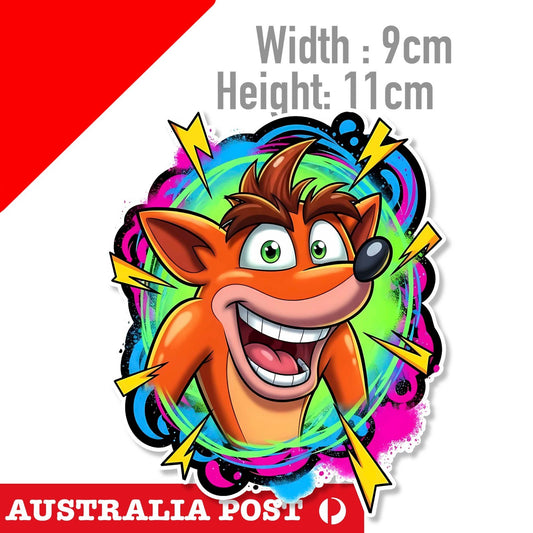 Crash Bandicoot Fox Head , Video Game Decal Sticker