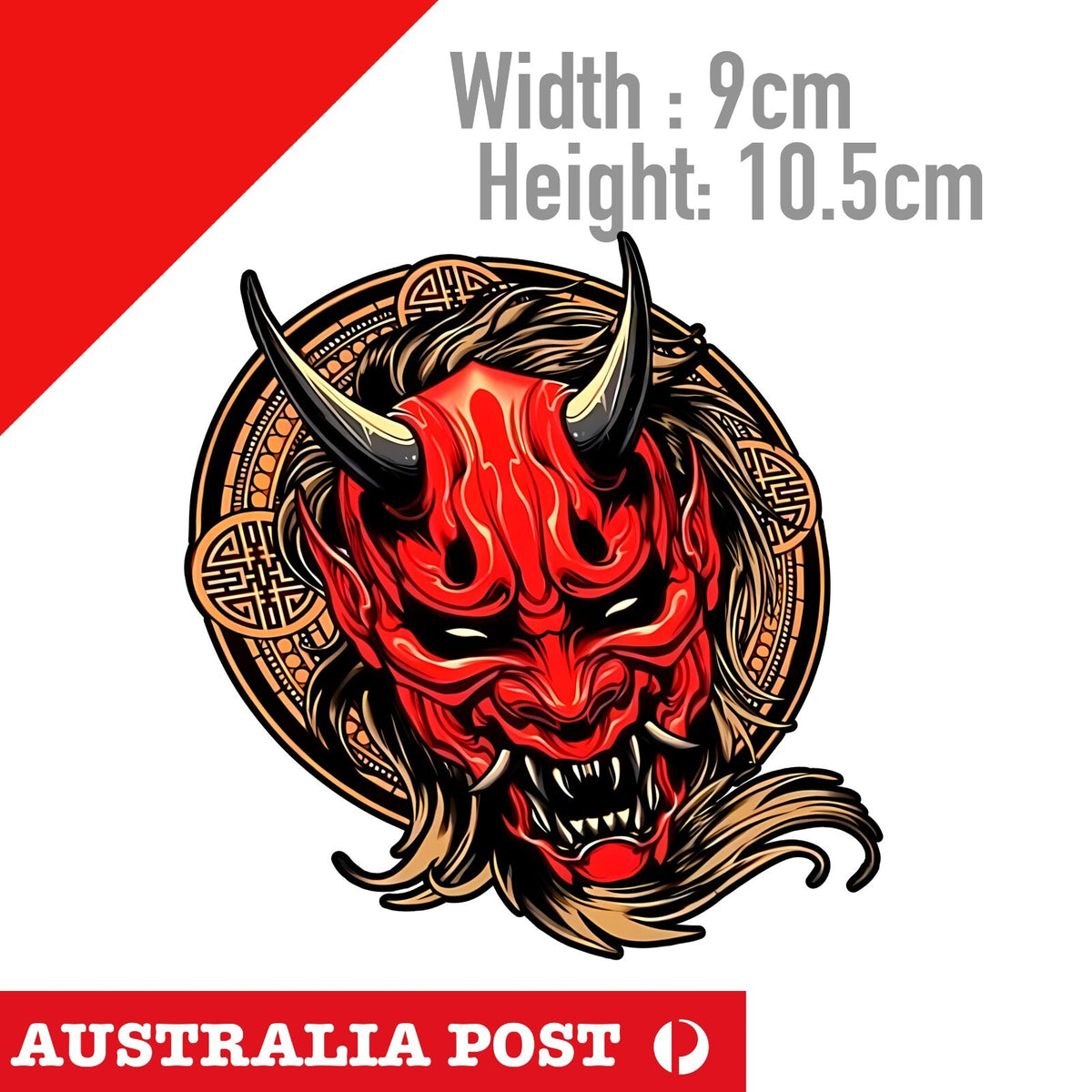 RED ONI Mask Japanese 開運 JDM  Japan Oni Mask  Laptop  Sticker