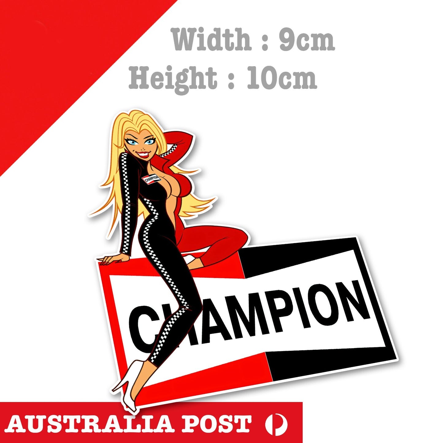 CHAMPION Spark Plug Sexy Blond Pin Up Girl, Logo  Laptop , Car  Vinyl  Sticker