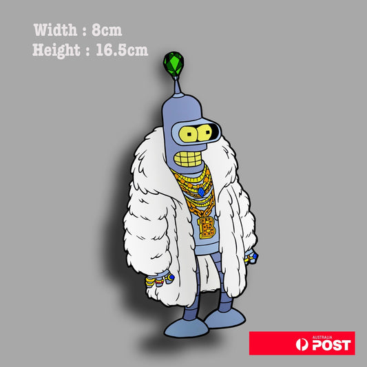 Bender as Pimp Futurama Funny Car Vinyl  Sticker 