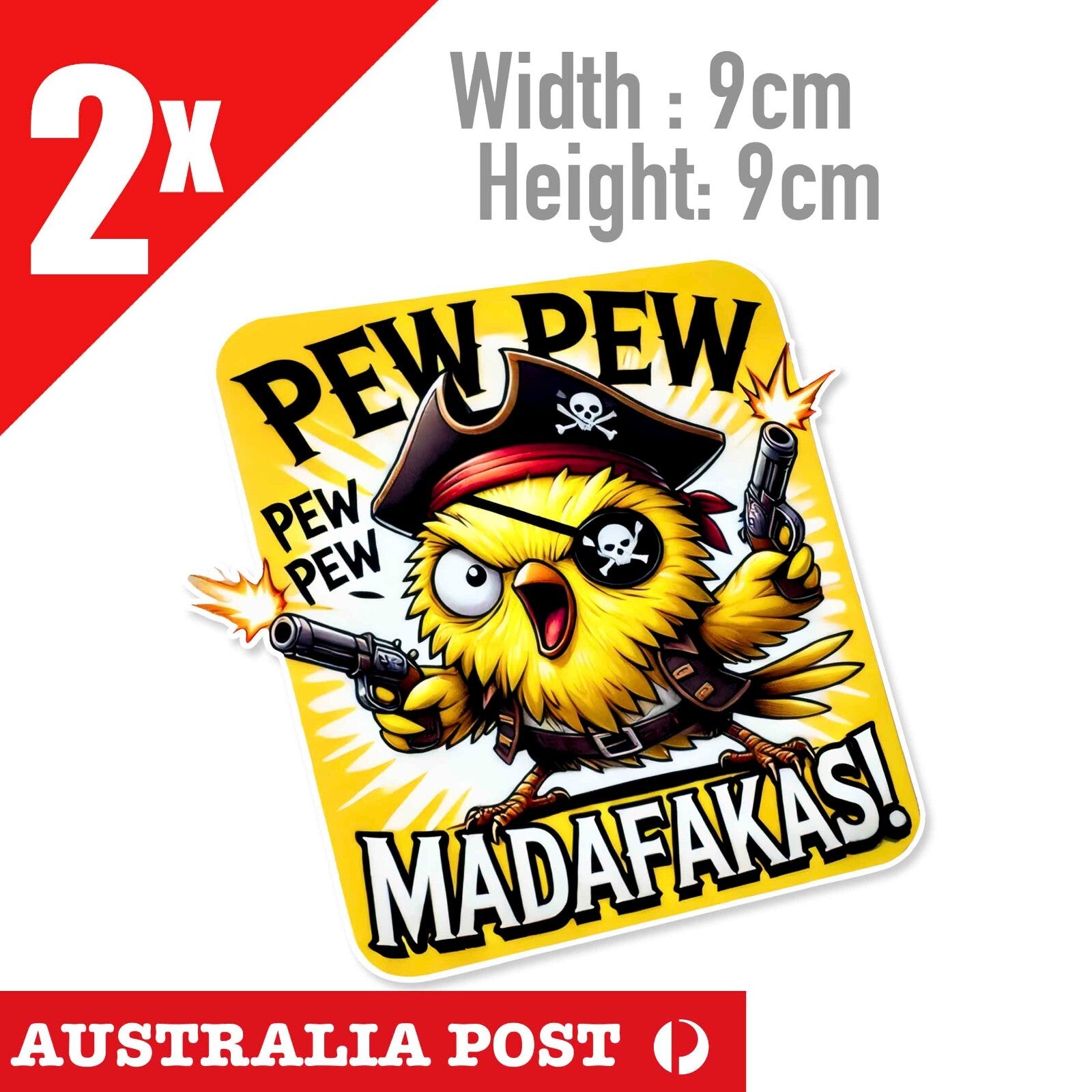 Tweety Pirate PEW PEW MADAFAKKAS! Funny Rude, Double Gun Stickers
