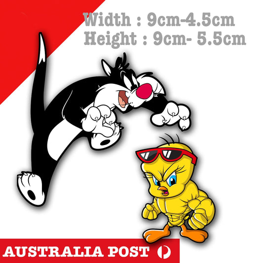 Jacked Tweety  and Sylvester the Back Cat Funny  Loony Tune Car  Decal Stickers