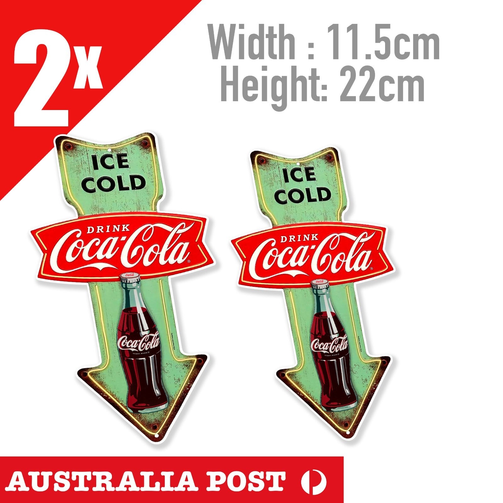 COCA COLA Drink Ice Cold Arrow Sign Vintage Old Retro Stickers