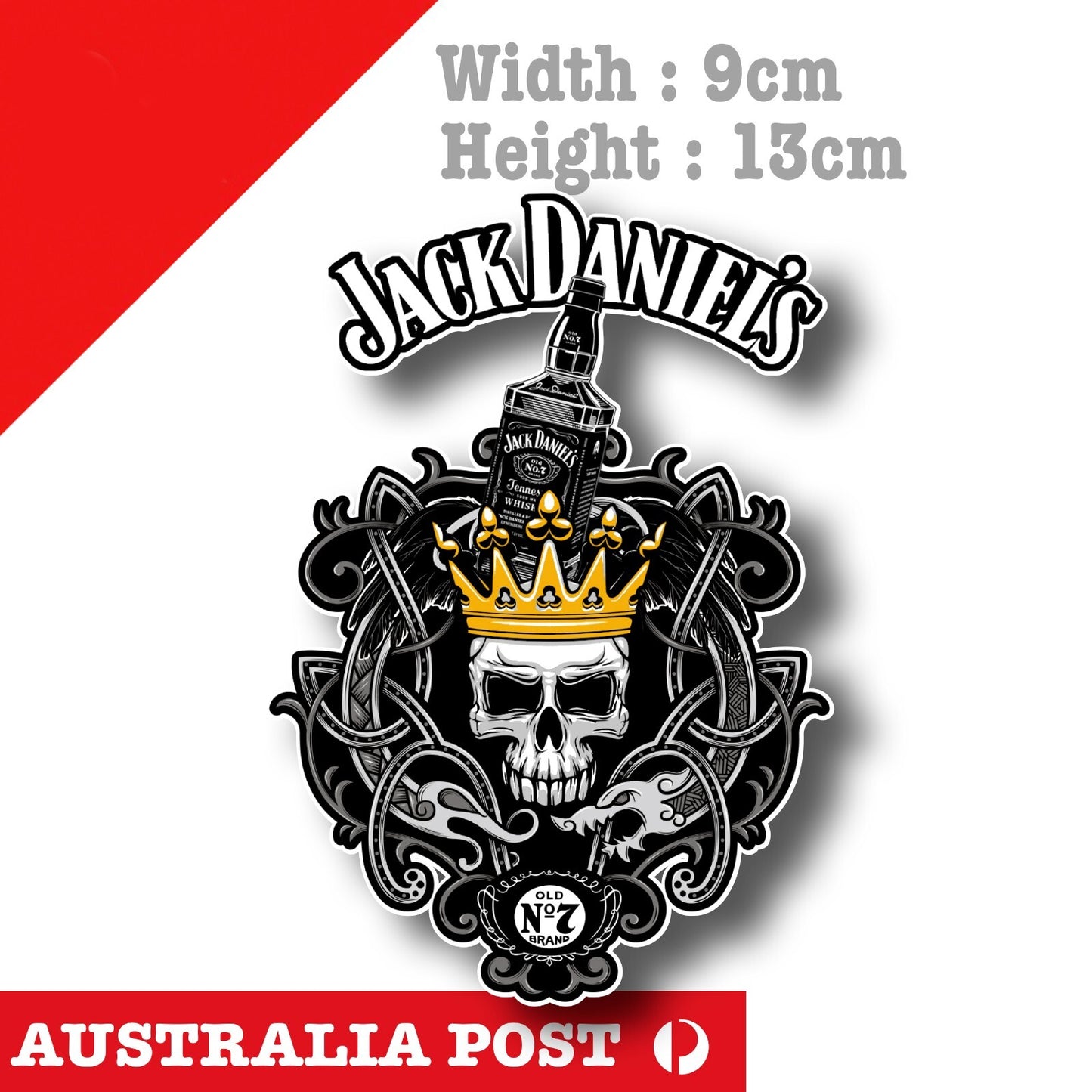 Jack Daniels Logo Whiskey Skull King with Crown, Fridge Bar  Decal  Stickers