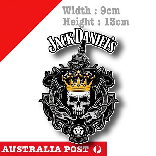 Jack Daniels Logo Whiskey Skull King with Crown, Fridge Bar  Decal  Stickers