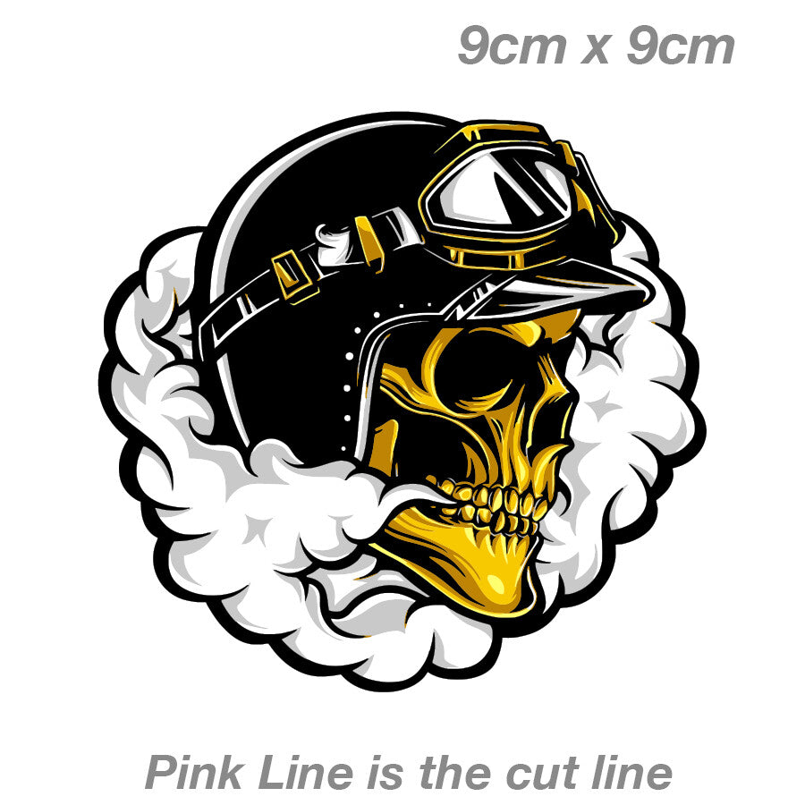 Skull Biker Smoke Motorcycle  Laptop , Car  Vinyl  Sticker 