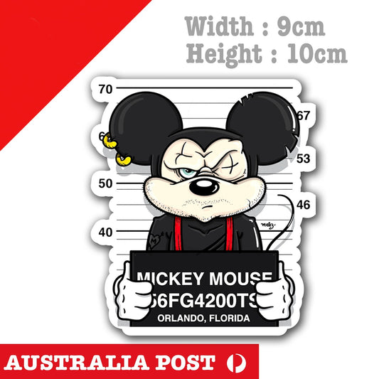 FUNNY Mickey Mouse MUG SHOT LOONEY TUNES STICKER FOR TOOLBOX Sticker