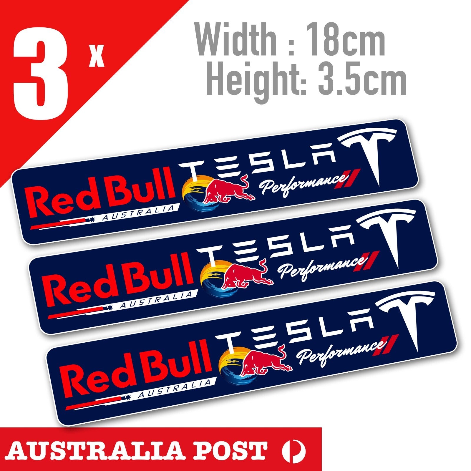 Tesla PERFORMANCE Red Bull Slim Slap - Tesla Electric Car Logo Sticker