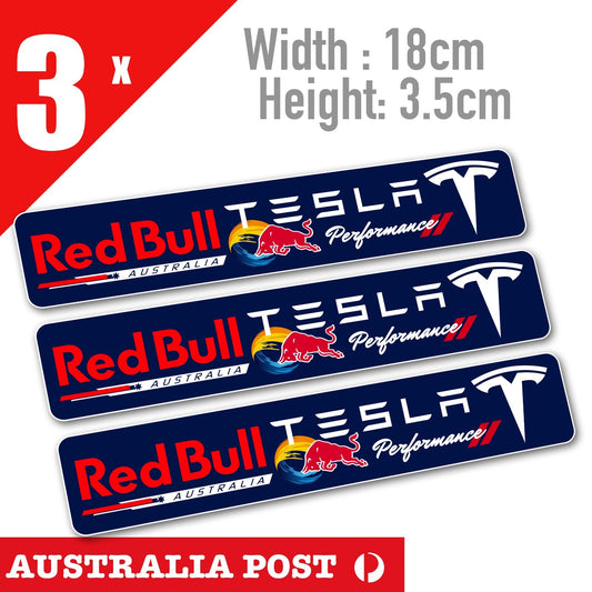 Tesla PERFORMANCE Red Bull Slim Slap - Tesla Electric Car Logo Sticker
