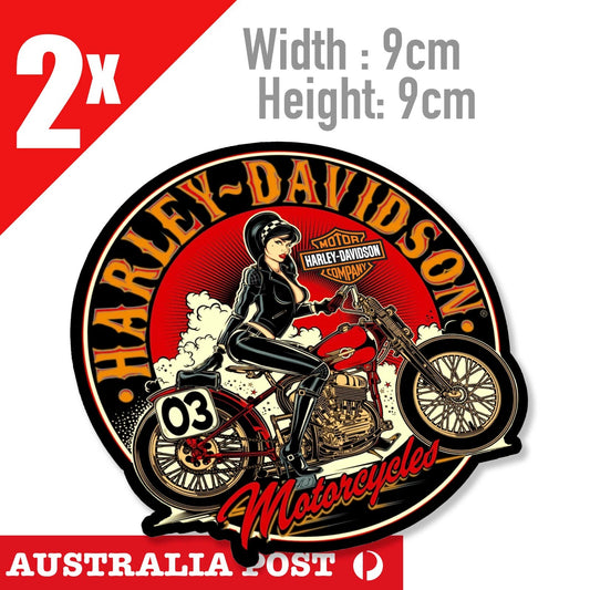 SEXY Black Outfit Female Rider, Harley Davidson Orange Motorcycle  Stickers