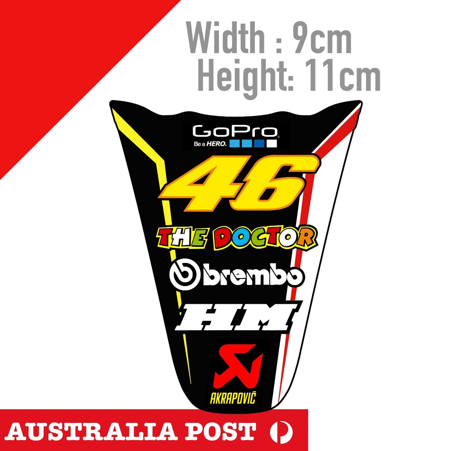 The Doctor , Valentino Rossi ,AKRAPOVIC , Brembo, GoPro Sticker