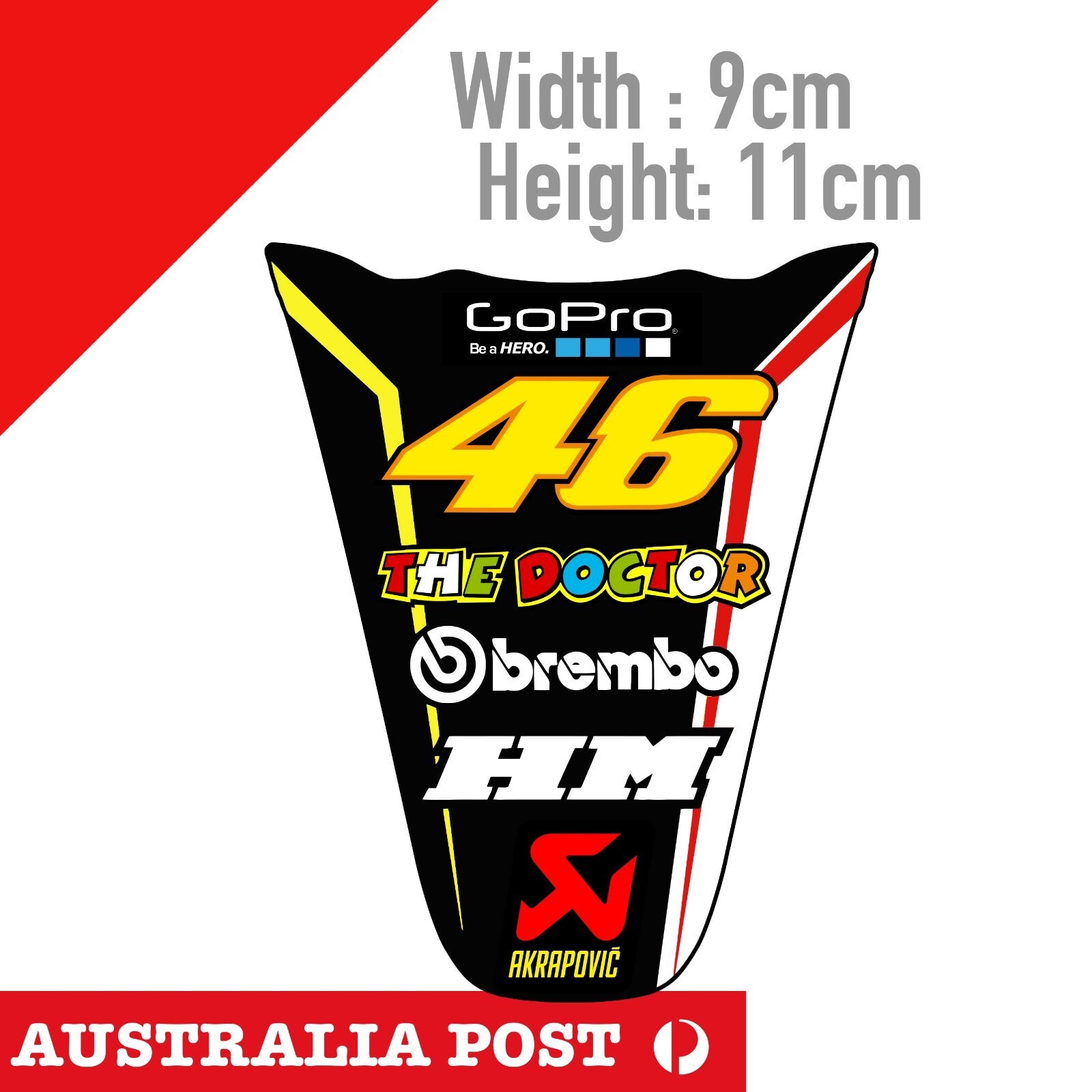 The Doctor , Valentino Rossi ,AKRAPOVIC , Brembo, GoPro Sticker