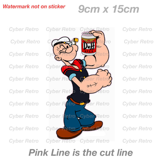 Popeye The sailor Duff Beer Can Vinyl  Sticker 