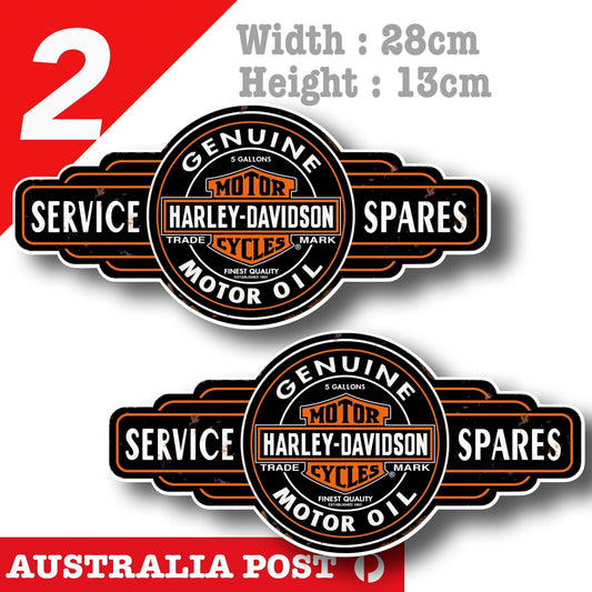 Harley Davidson GENUINE MOTOR OIL SERVICE & SPARES Vintage, Rusted Stickers