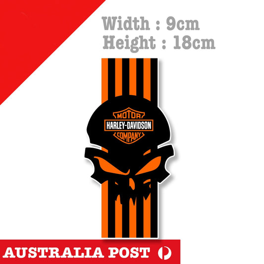 Harley Davidson Skull Logo with orange stripes Motorcycle Decal Stickers