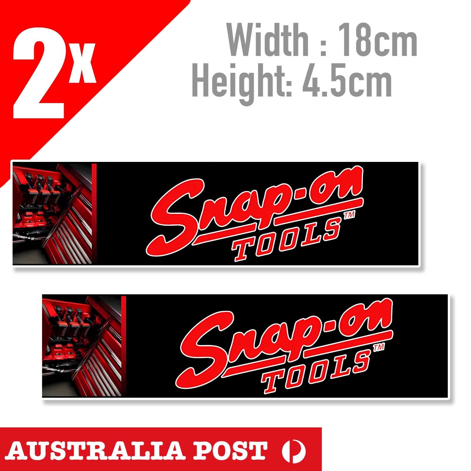 SNAP-ON Logo Banner , Tool Box, Fridge, Grage, Man Cave 2x  Stickers
