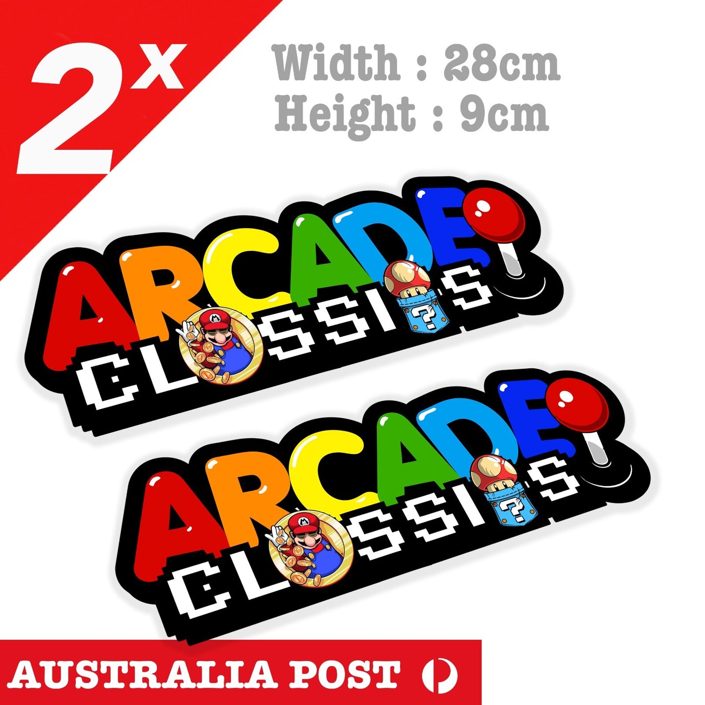 Super Mario and Mushroom Arcade Classic Logo Font Retro Gaming Vintage  Stickers