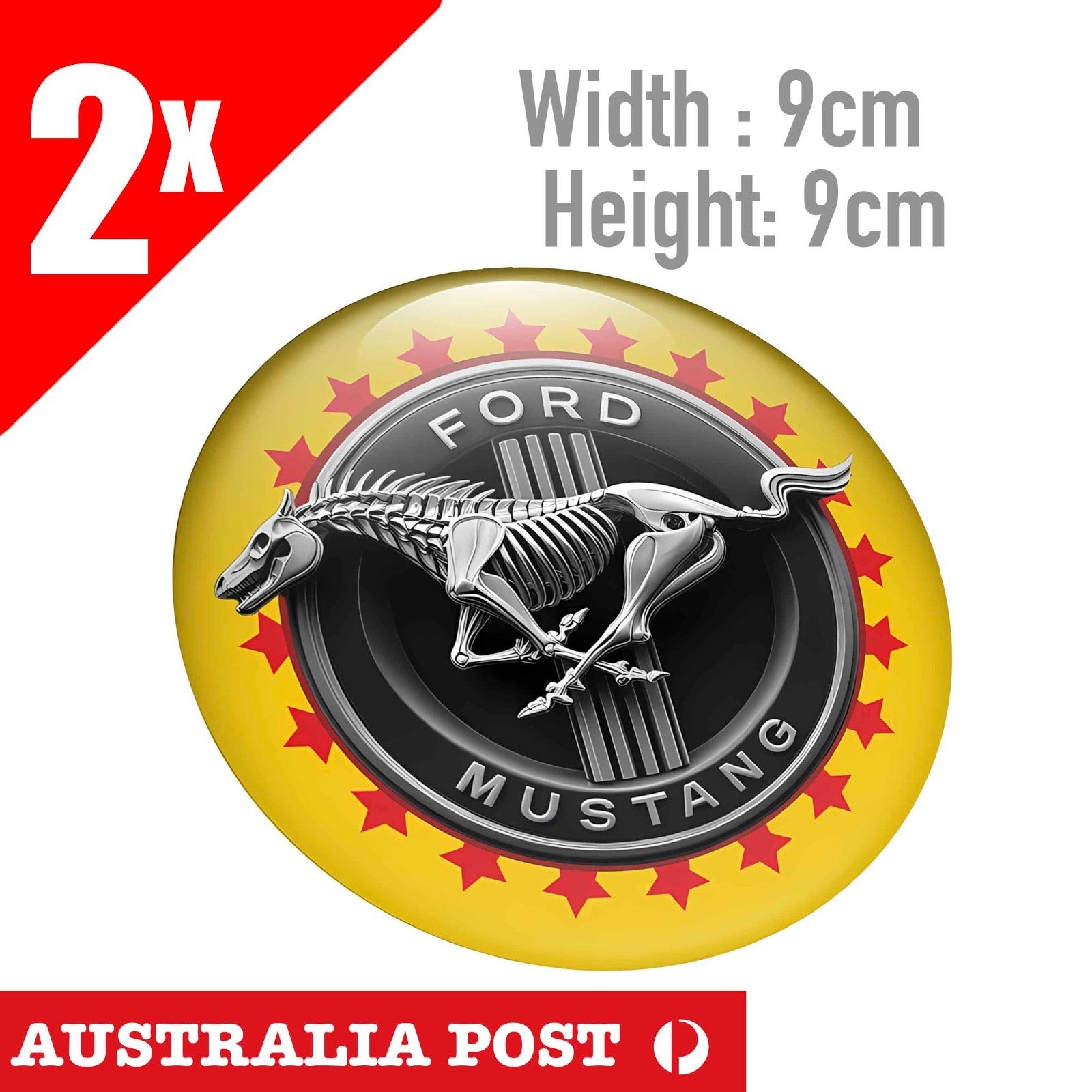 Ford Mustang SKULL Horse Badge Yellow Round,  Laptop , Car  Decal Sticker