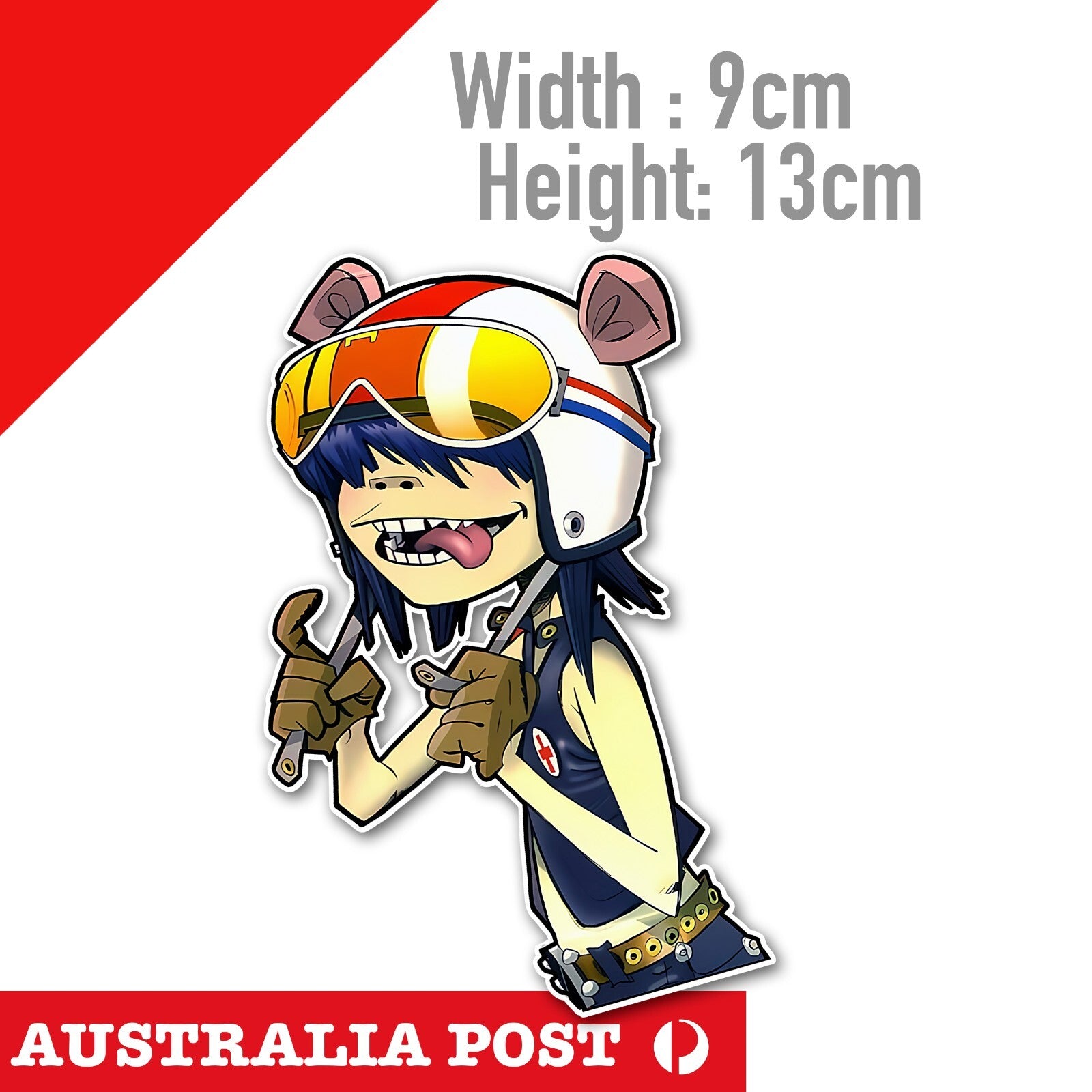 Gorillaz 2-D Band Motorcycle Helmet, Vintage Style Sticker