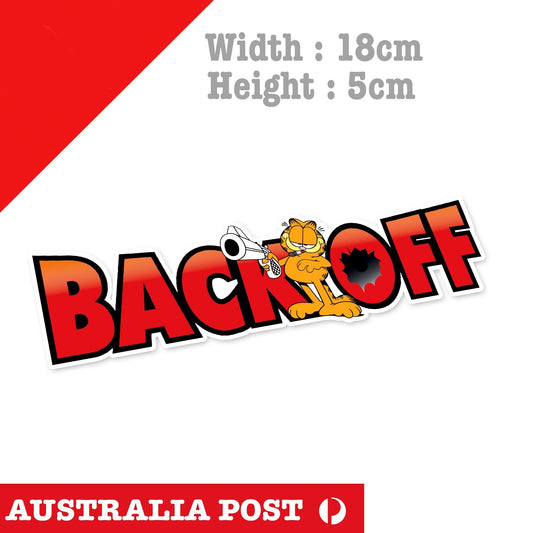 GARFIELD The Cat, Back OFF  Funny  Cat with Gun Sticker