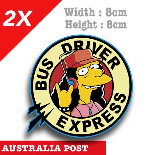 The Simpsons Otto Mann buss express logo, Funny Simpsons Sticker