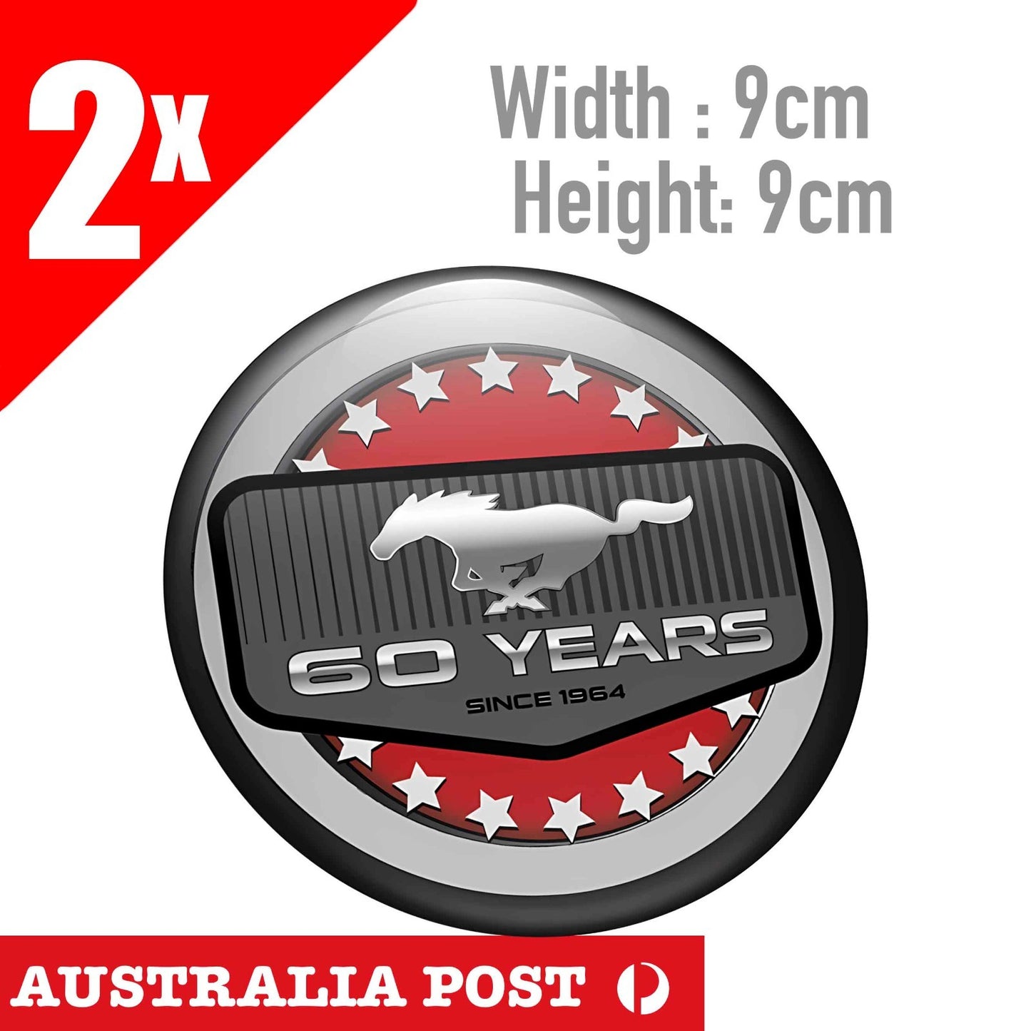 Ford Mustang Horse Badge 60 Years Round,  Laptop , Car  Decal Sticker