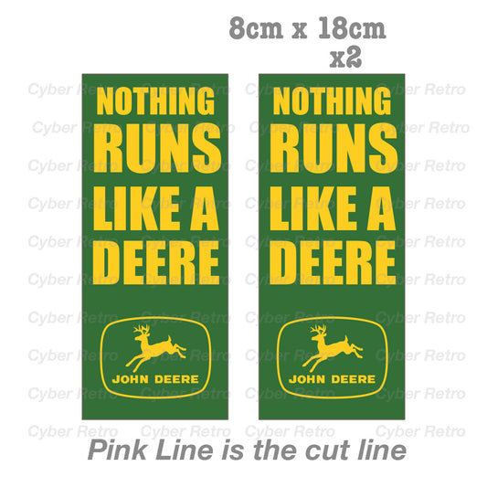 JOHN DEERE Logo Nothing Runs Like A DEERE Vinyl  Sticker 