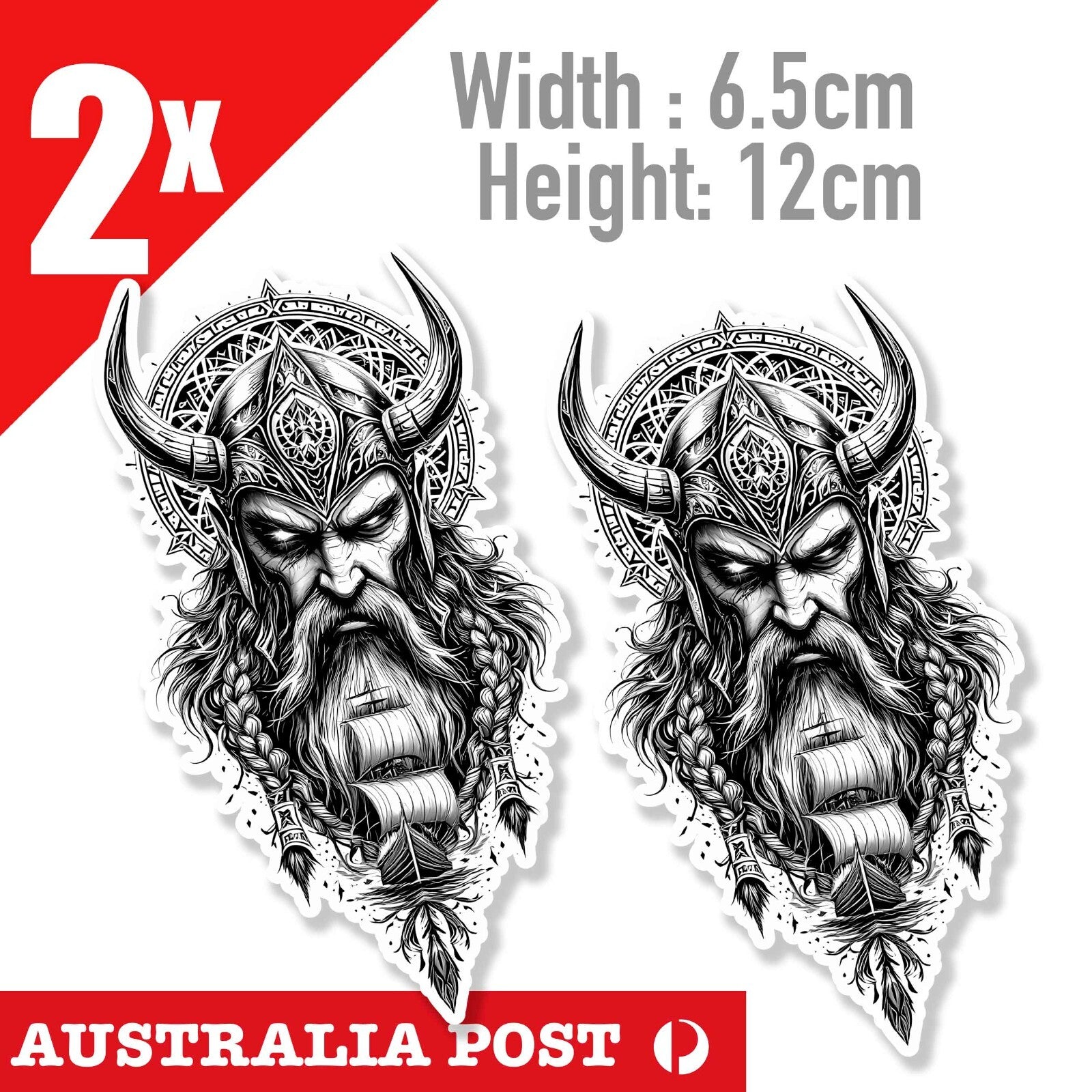 Viking ODIN God Of War HORN Helmet, Laptop , Car  Decal Sticker