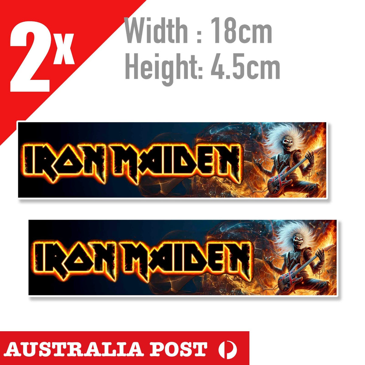 Iron Maiden Skeleton Guitar MummyBanner Sticker Decal band album
