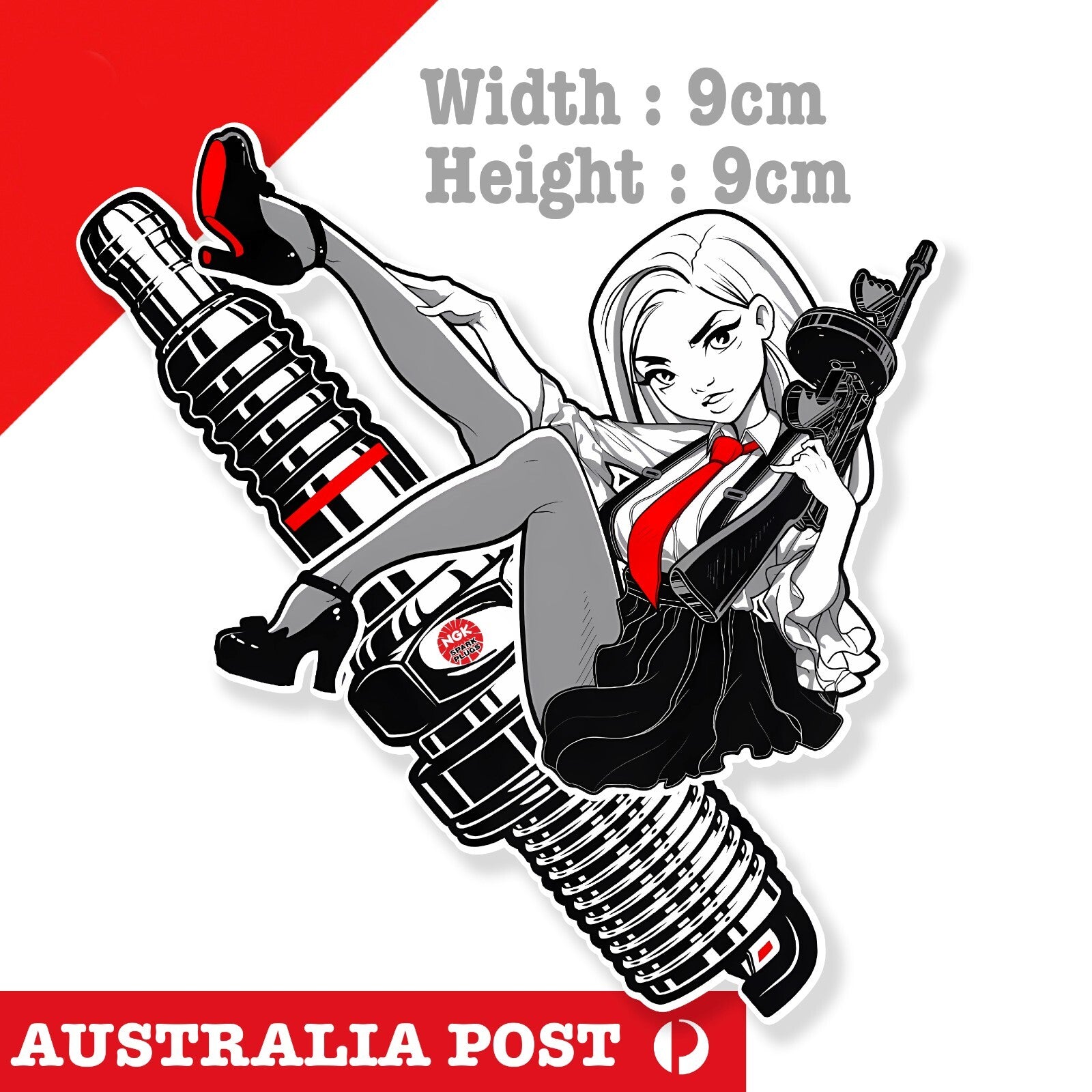 NGK Japan Performance Spark Plugs Anime Sexy Girl Machine Gun Logo Sticker